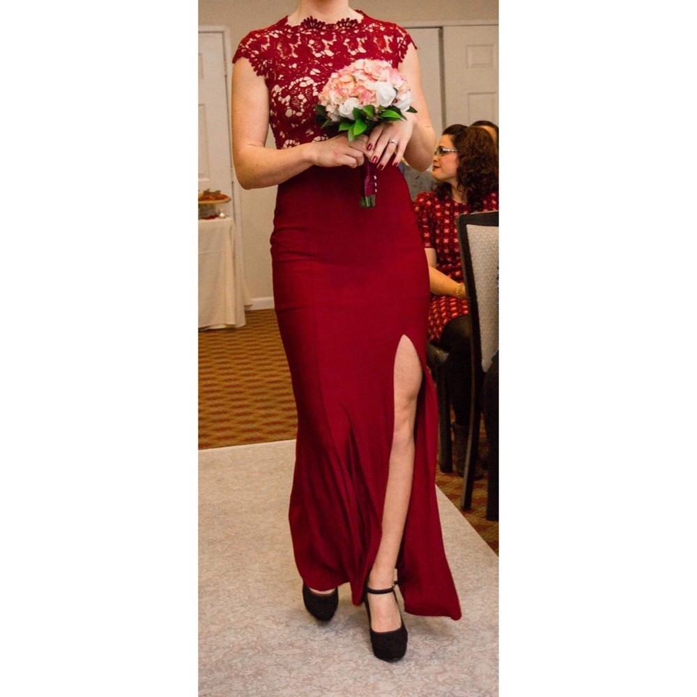 Rephyllis burgundy bridesmaid dress